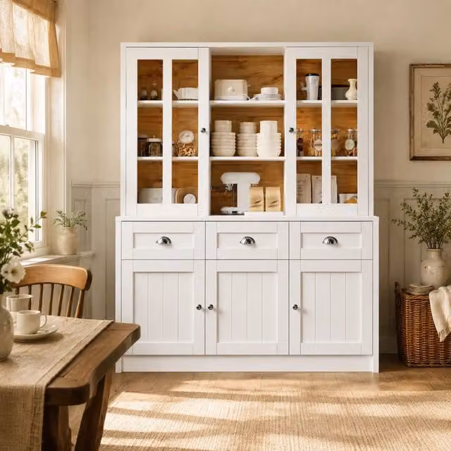 Mobile colonna da cucina con ante in acrilico ripiani regolabili MDF bianco