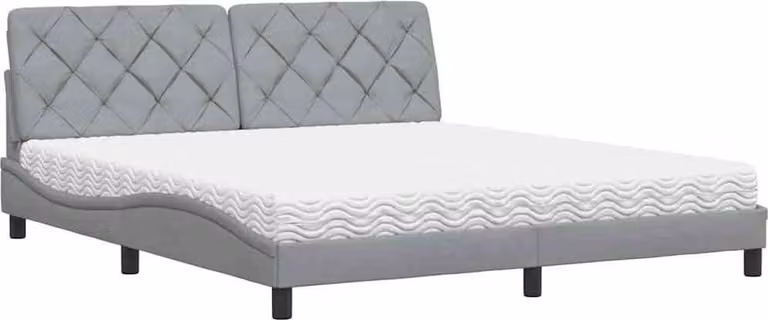 Letto con Materasso Grigio Chiaro180x200 cm Tessuto