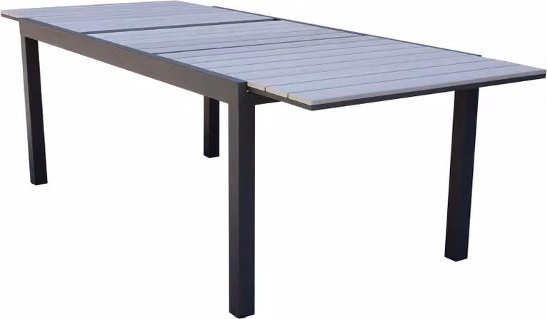 Milani Home - tavolo da giardino allungabile, alluminio e polywood, piano in polywood, 10 posti, antracite, piano 180/240 x 100 cm