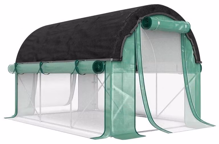 Serra in plastica, dimensioni 3 x 2 x 2 m, rivestimento resistente ai raggi UV 140 g/m², 6 finestre, telaio in acciaio zincato, pareti laterali arrotolabili
