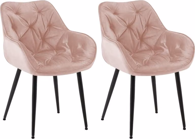 set di 2 sedie da pranzo in velluto - Set di sedie - Design moderno e comfort | Colore: rosa