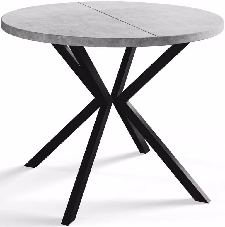Alpi Moebel, Tavolo da Pranzo Rotondo, Tavolo da Cucina Allungabile, Diamentro: 120-200 cm, Gambe in Metallo Nere, Grigio chiaro, Collezione Loft Liten