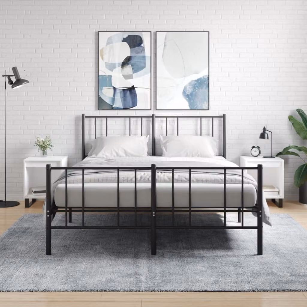Set di 2 comodini sospesi vidaXL bianchi in legno e metallo per camera da letto L 40 cm, P 35 cm, H 50 cm