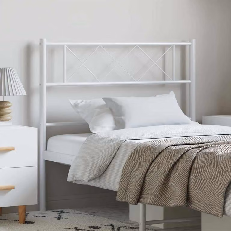 Testiera di ricambio vidaXL in metallo bianco con design geometrico classico per letto 100x200 cm