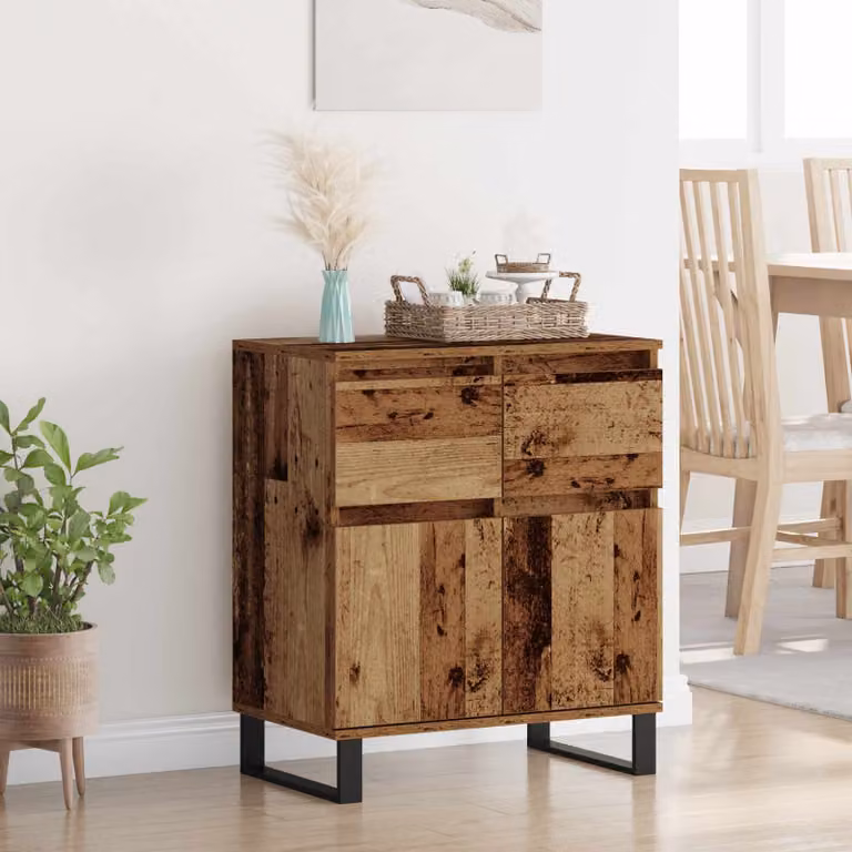 Credenza moderna vidaXL in legno e metallo color marrone L: 60 cm, P: 35 cm, H: 70 cm