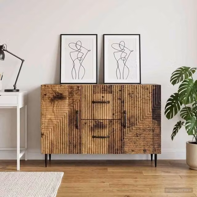 Credenza mid century vidaXL in legno MDF marrone L: 89 cm, P: 34,5 cm, H: 60 cm – 1