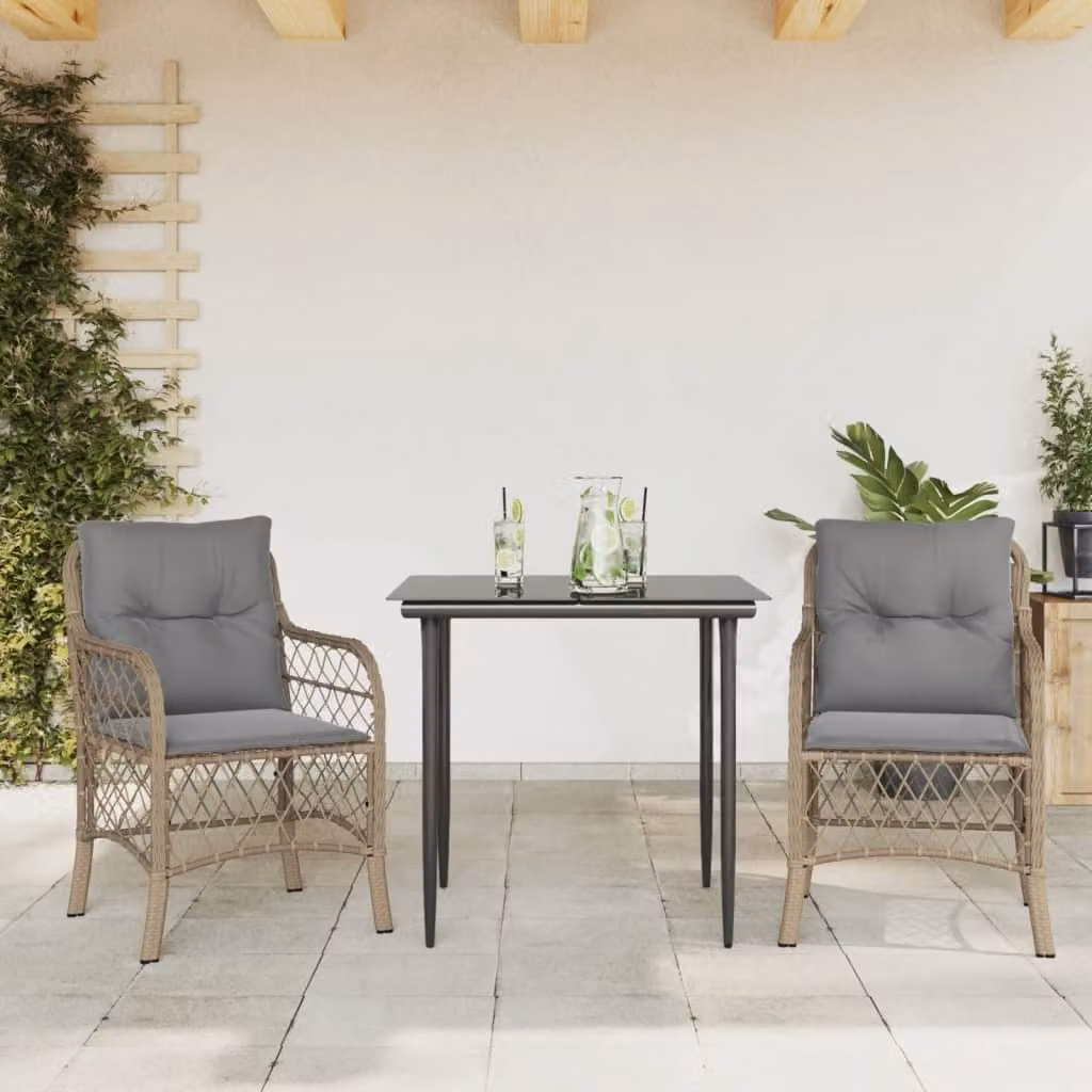 Maison Exclusive - Set da Bistrò 3 pz con Cuscini Beige Misto in Polyrattan