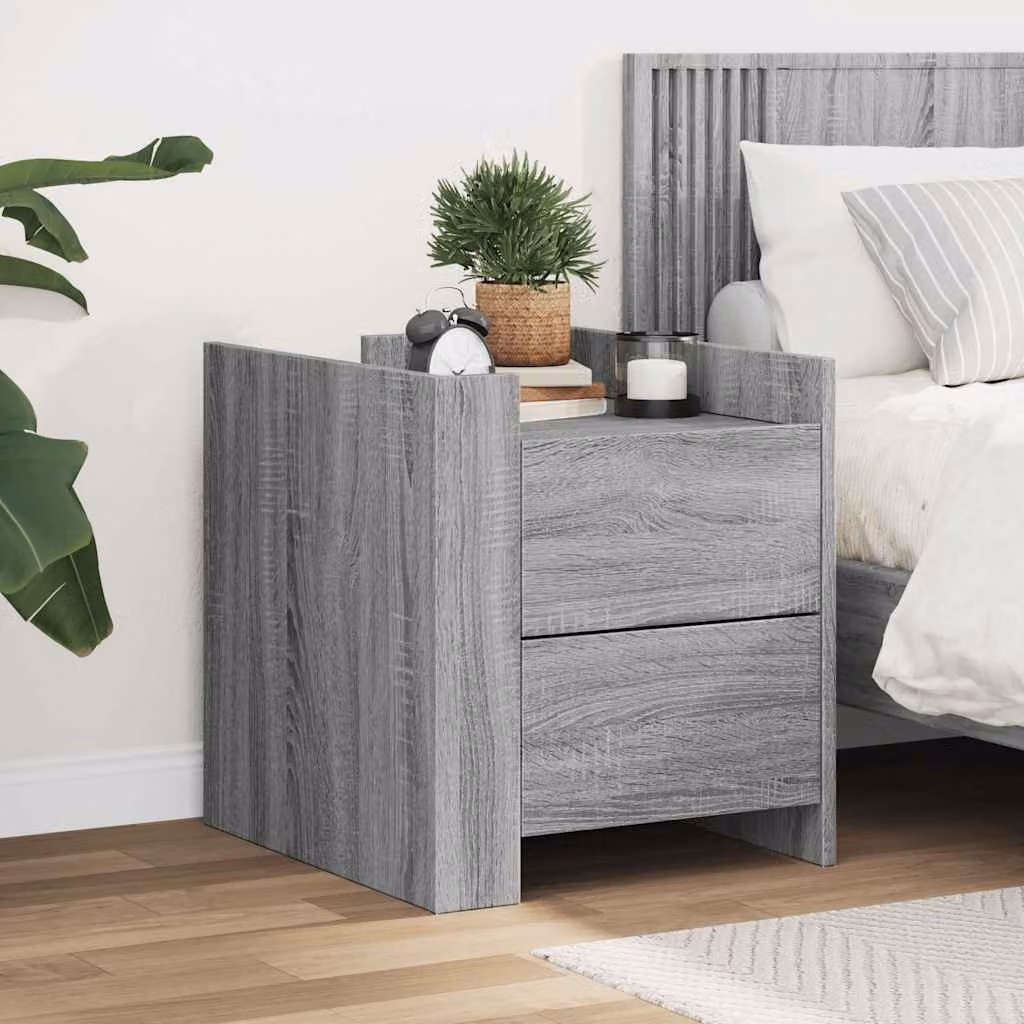 Comodino moderno vidaXL in legno grigio per camera da letto o soggiorno L/P/H: 45 x 50 x 50 cm