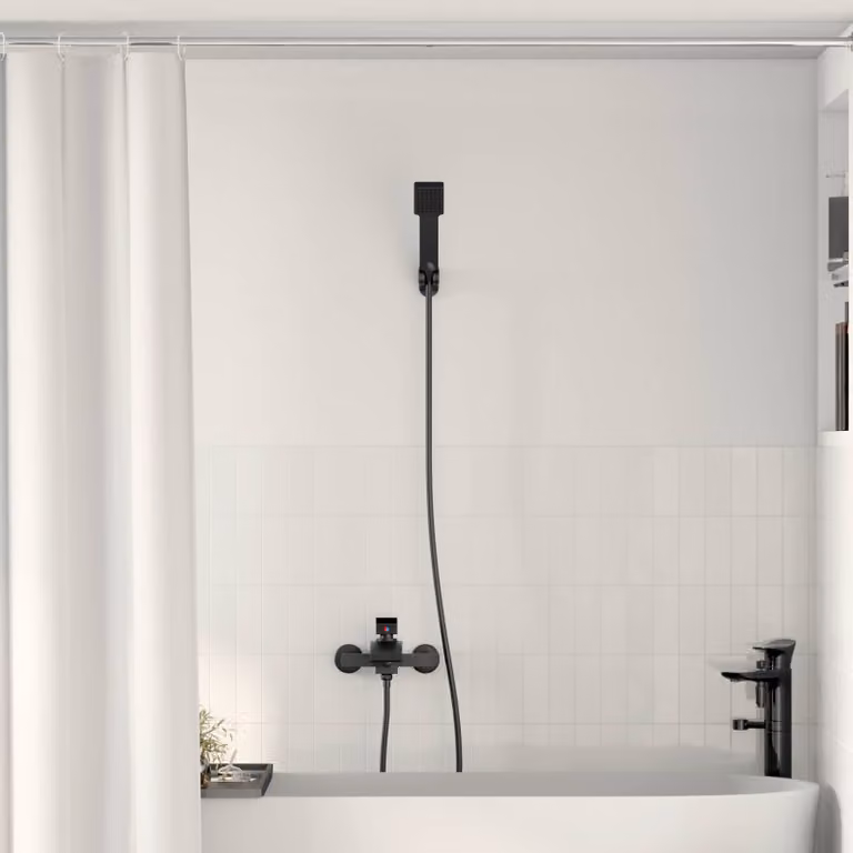 Set di doccia con soffione vidaXL Nero L/P/H: 18,0 x 18,0 x 10,5 cm