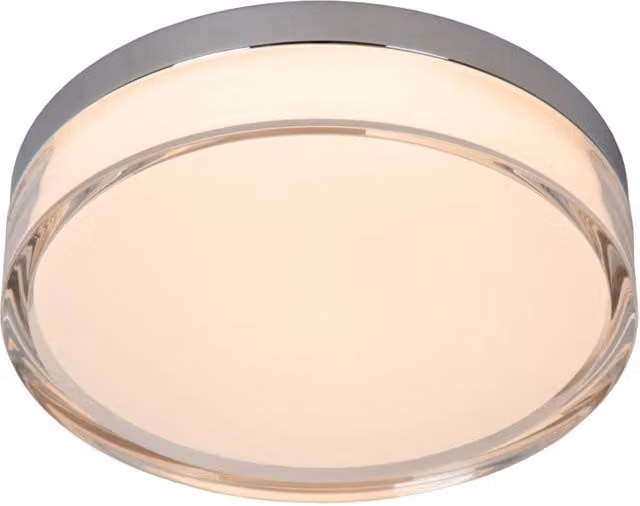 Plafoniera LED PLANO Lucide cromata tonda con protezione IP44 e funzione dimmable