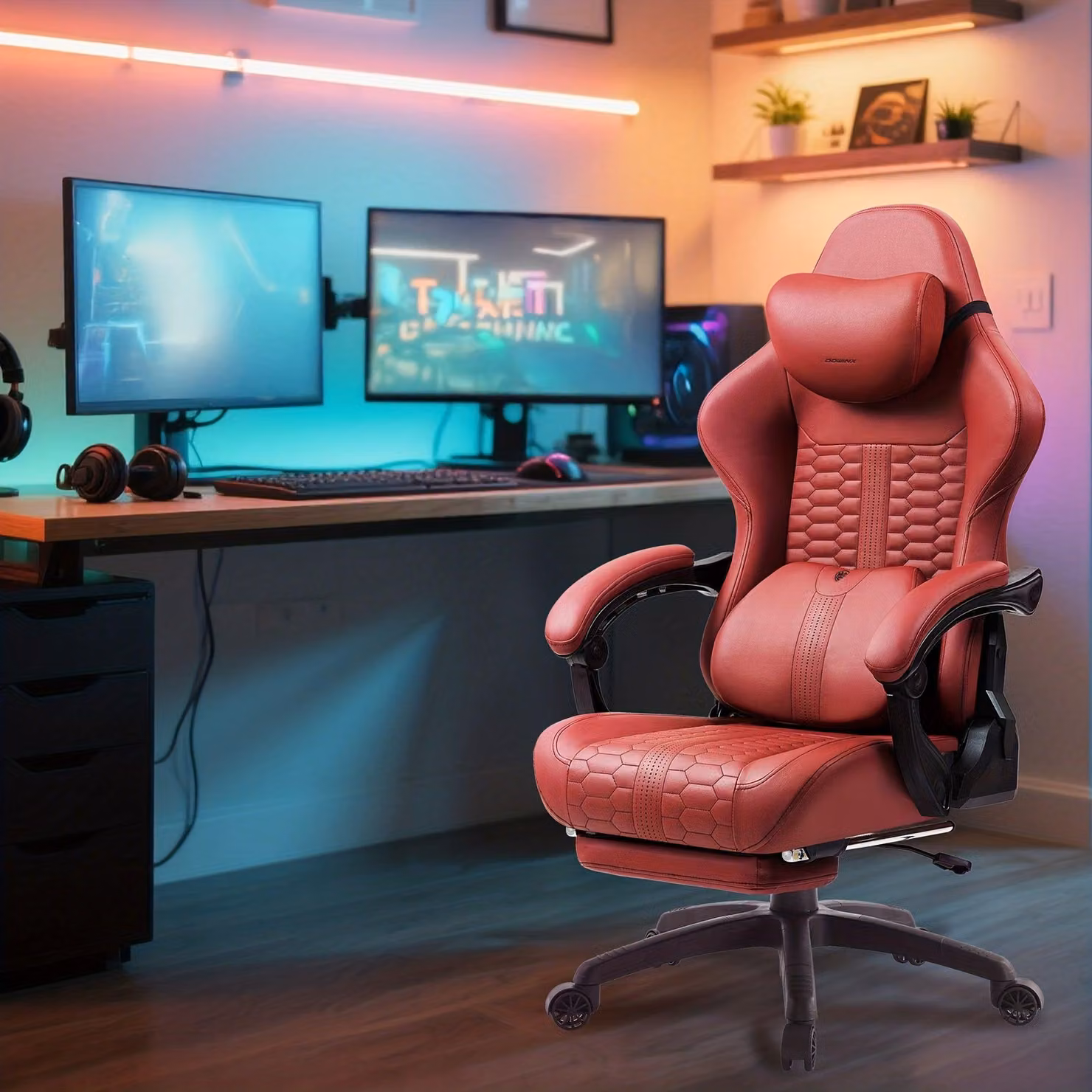 Sedia da gaming – sedia da ufficio ergonomica con supporto lombare, poggiapiedi regolabile e elevata capacità di carico
