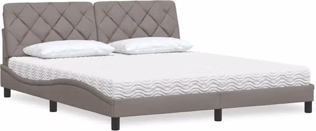 Letto moderno vidaXL con materasso in schiuma e struttura imbottita, L/P/H: 180 x 200 x 74,5 cm, colori beige, bianco o grigio