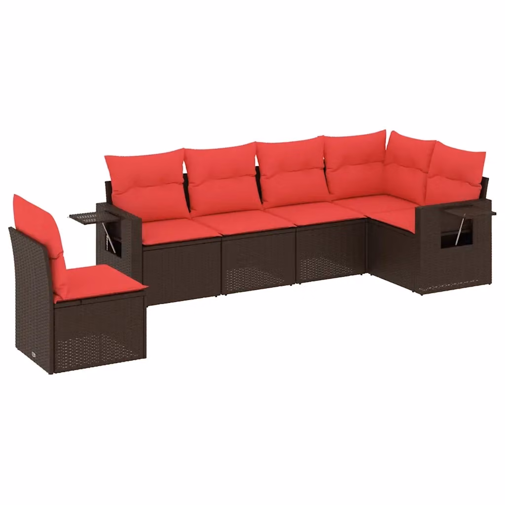 Set di divani da giardino vidaXL in polyrattan marrone con cuscini rimovibili e struttura in acciaio per esterno – 2