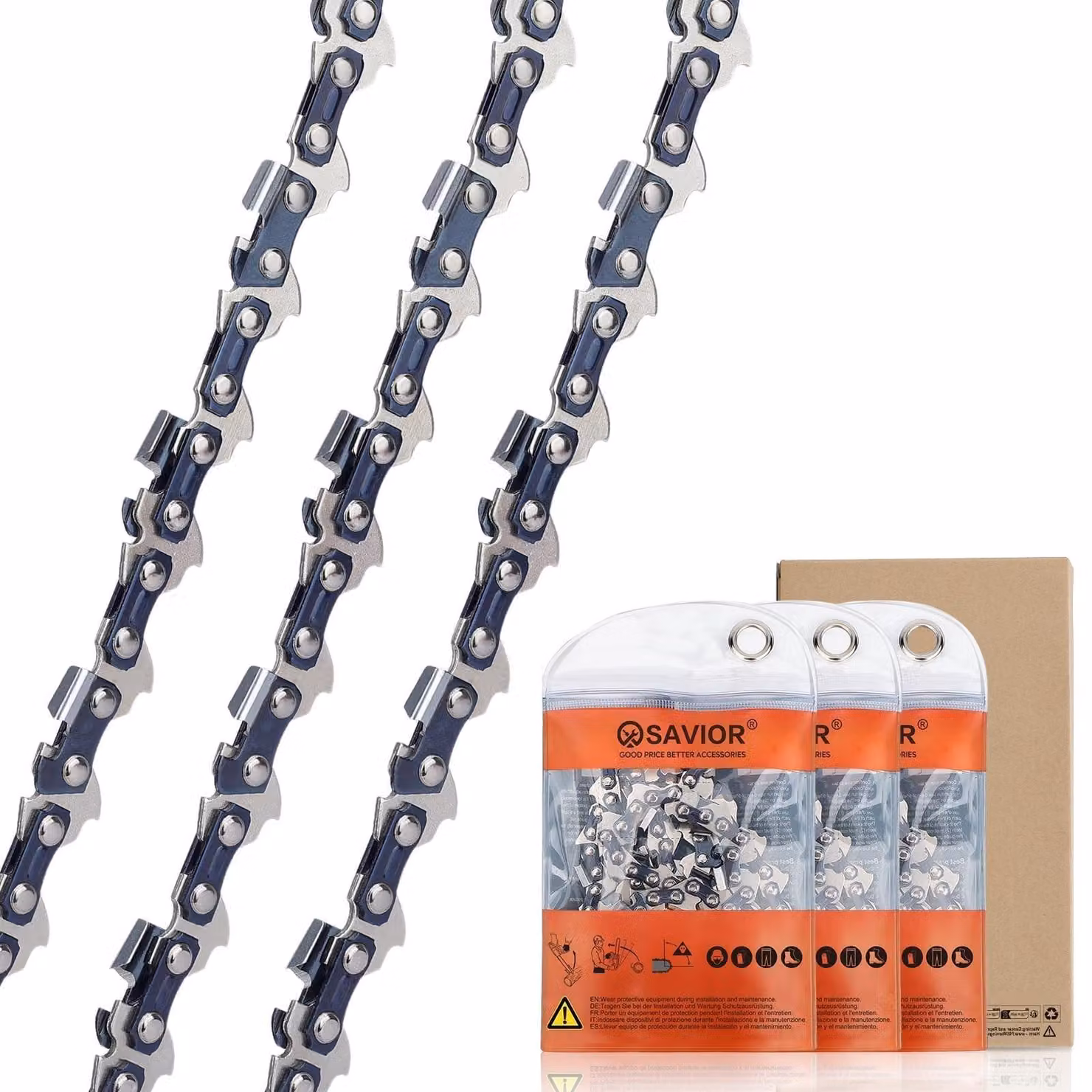 Omgoods - Set di 3 catene per motosega, compatibili con guide da 40 cm