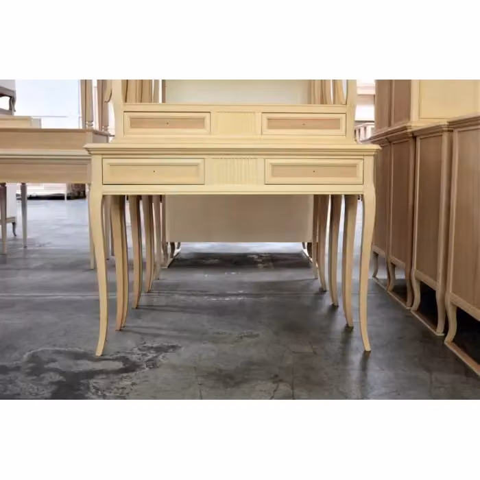 Consolle classica con 2 cassetti intarsiata in legno grezzo Mobili 2G L/P/H: 110 x 38 x 80 cm – 2