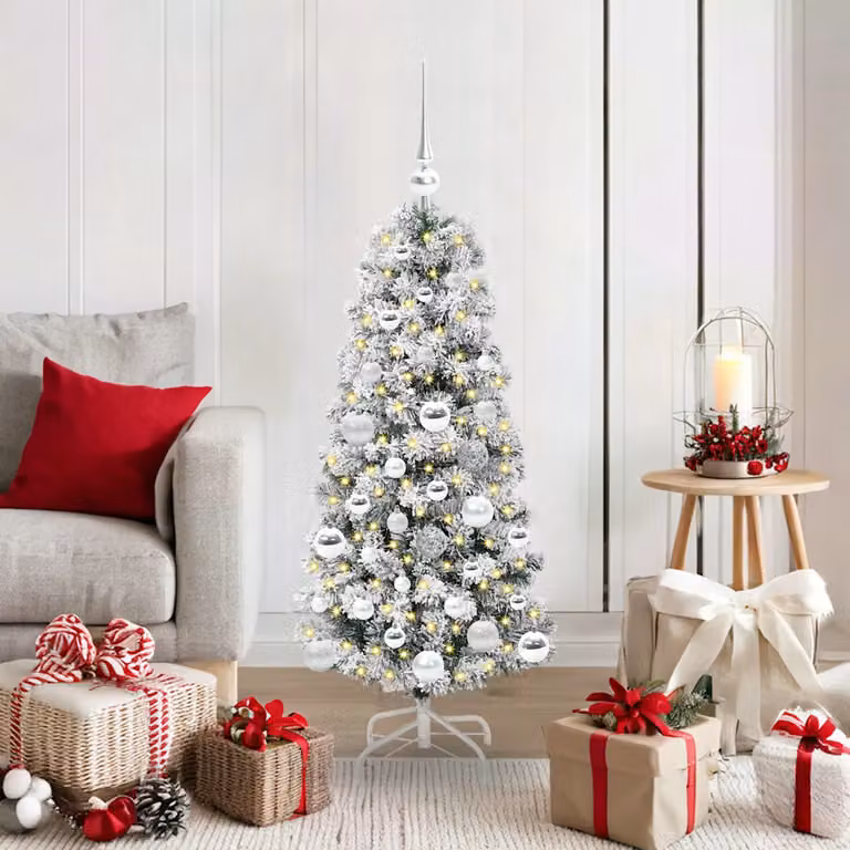 Albero di Natale artificiale vidaXL con luci LED bianco caldo, verde e bianco, H: 150 cm