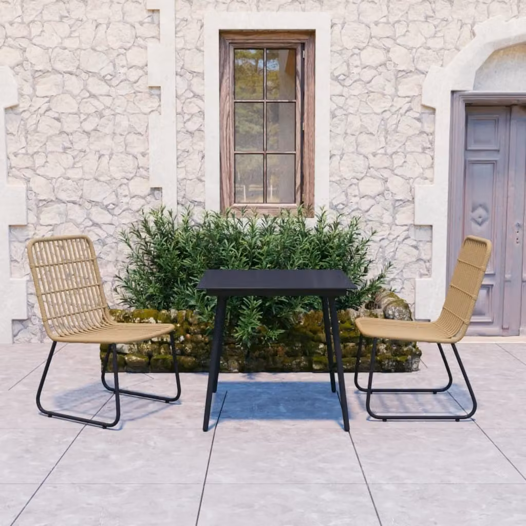 Maison Exclusive - Set da pranzo da giardino a 3 pezzi in rattan sintetico e vetro