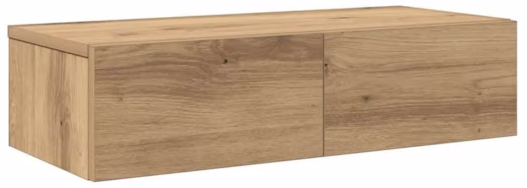 Mensola a parete con cassetti in legno di quercia artigianale, moderna e sospesa