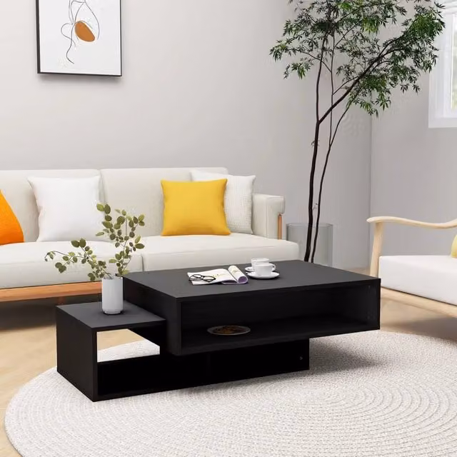 Tavolino da salotto moderno vidaXL in legno nero L 105 x P 55 x H 32 cm – 1