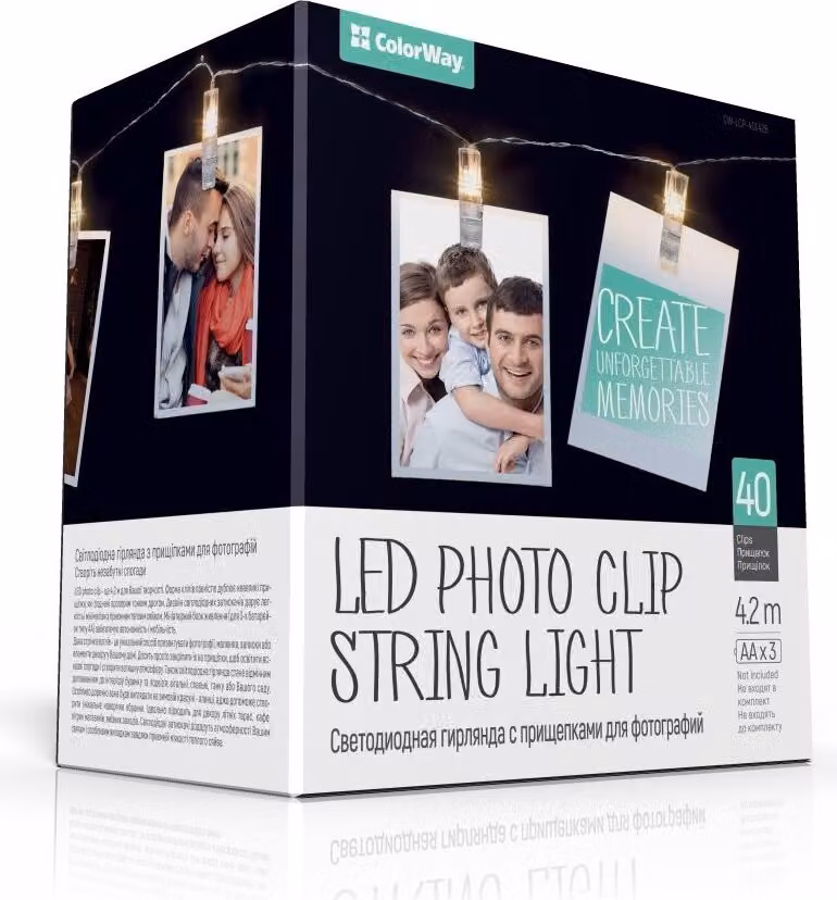 COLORWAY Fotocubi LED / 40 LED / lunghezza 4,2 m / bianco caldo / alimentazione 3x AA