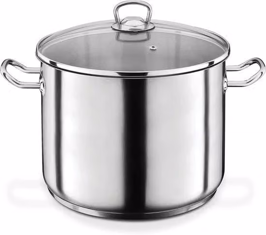 Grande pentola da cucina - 15 litri - adatta per cucinare - argento - 28 x 25 cm