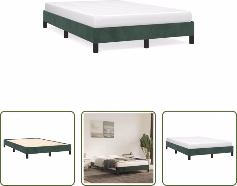 The Living Store Struttura letto in velluto verde scuro 120x190 cm