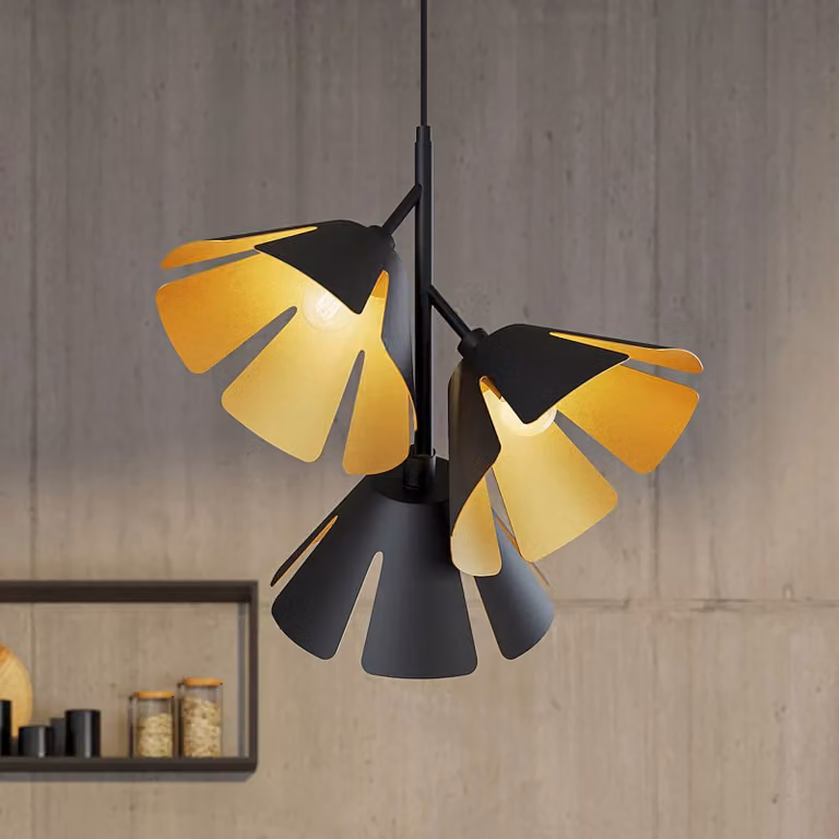 Lampada a sospensione Jemmily Lucande, dimmerabile, Nero, Soggiorno / Sala da pranzo, Alluminio, Design, Lampada a sospensione