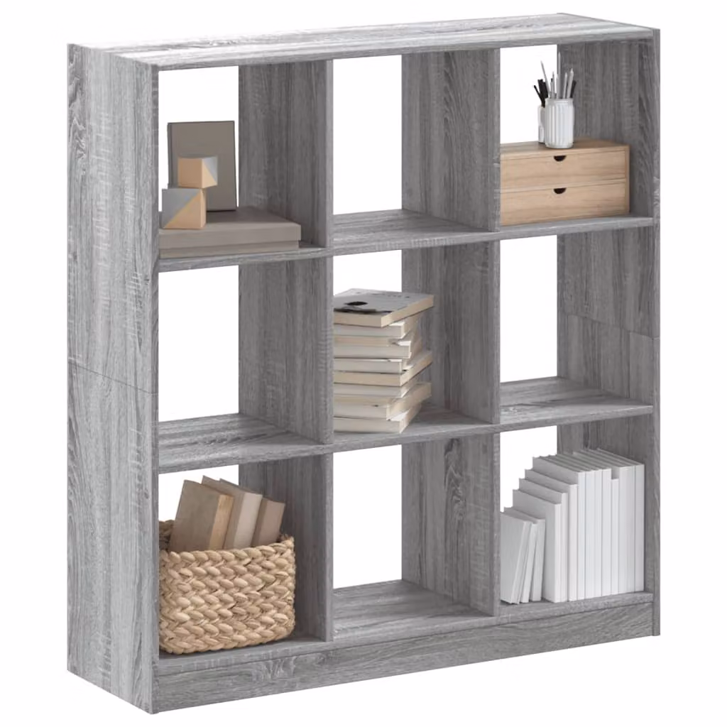 Libreria moderna vidaXL Grigio con pannello posteriore in legno e MDF, L 102 cm x P 32 cm x H 108 cm