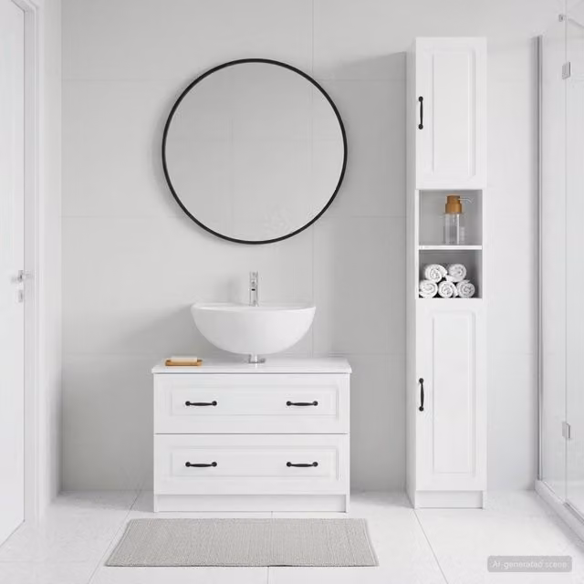 Set di Armadi da Bagno da 2 Pezzi UTRECHT Bianco Lucido 3417571