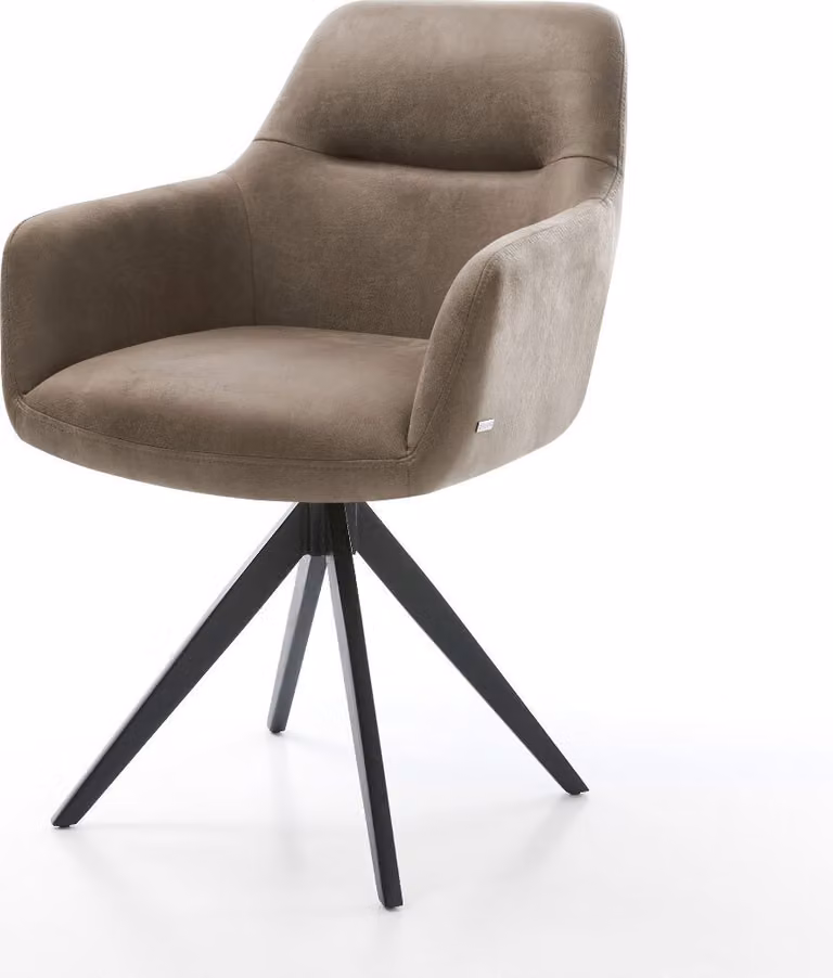 DELIFE Sedia da pranzo Pejo-Flex Microfibra Taupe Vintage Struttura a croce angolare Nero Molle insacchettate