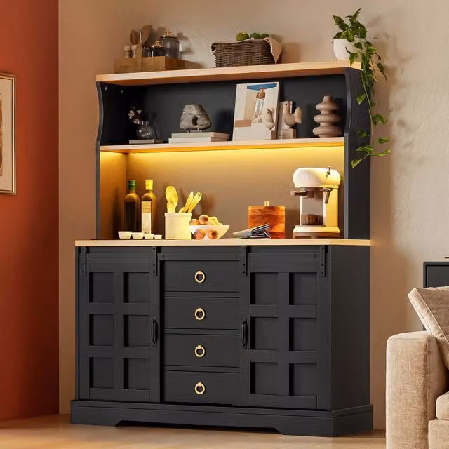 Mobile Credenza Sideboard con 4 Cassetti ¨C Minimal ¨C Effetto Legno Stile Industriale 150x120cm