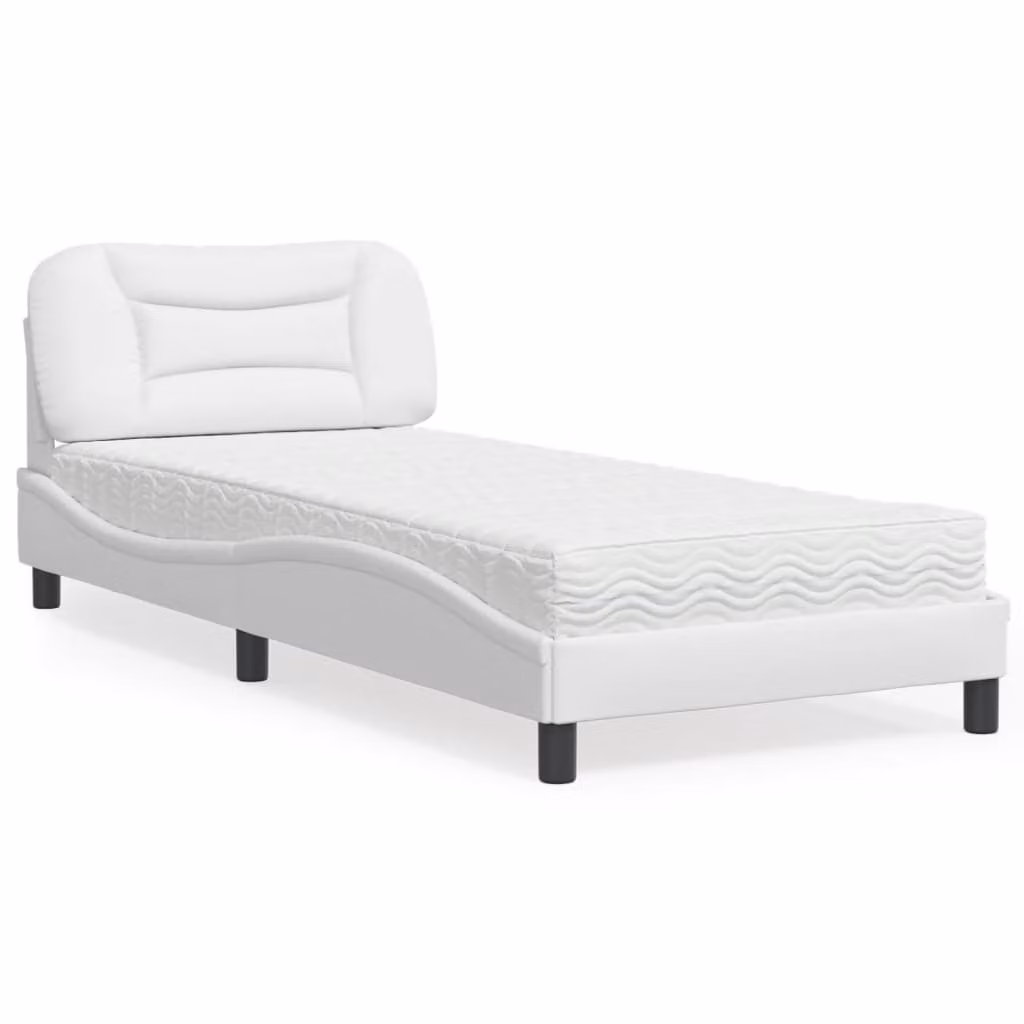 Letto con Materasso Hvar vidaXL Bianco in Similpelle L/P: 90 x 190 cm