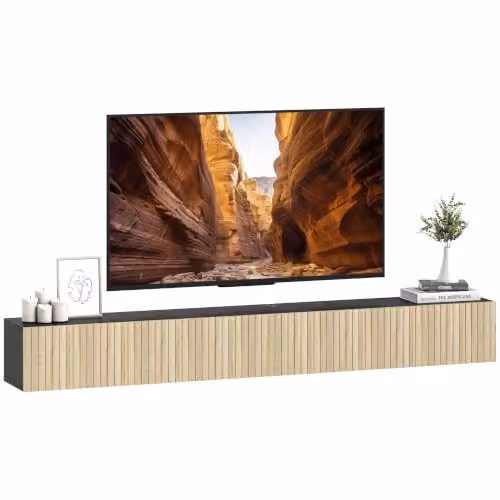 HOMCOM Supporto TV a Parete 140cm per TV 72 pollici Nero Naturale