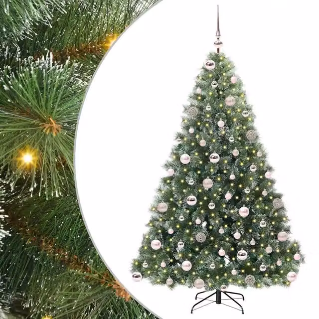 Albero di Natale artificiale moderno vidaXL verde con 300 LED luce bianca calda in PE e PVC, Altezza: 180 cm