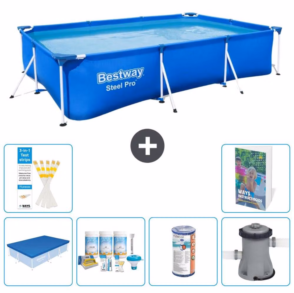 Bestway Steel Pro, piscina rettangolare - 300x201x66 cm - 5 pezzi, modello S34