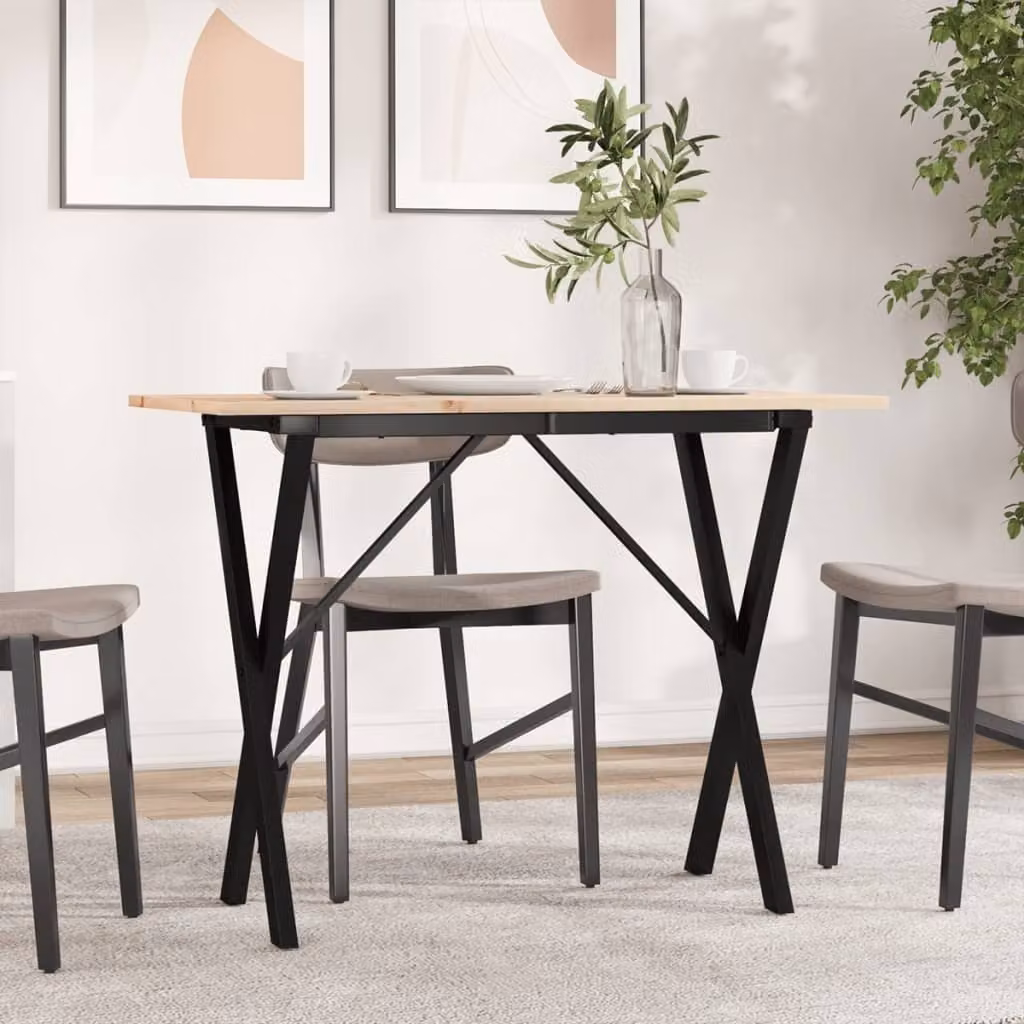 Maison Exclusive - Tavolo da pranzo con base a X 100x50x75 cm in legno massello di pino e acciaio