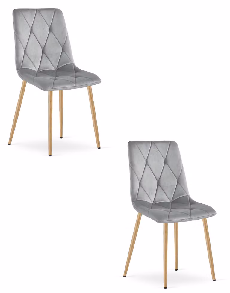 Sedia imbottita in velluto LIBRA grigio chiaro per soggiorno cucina x2