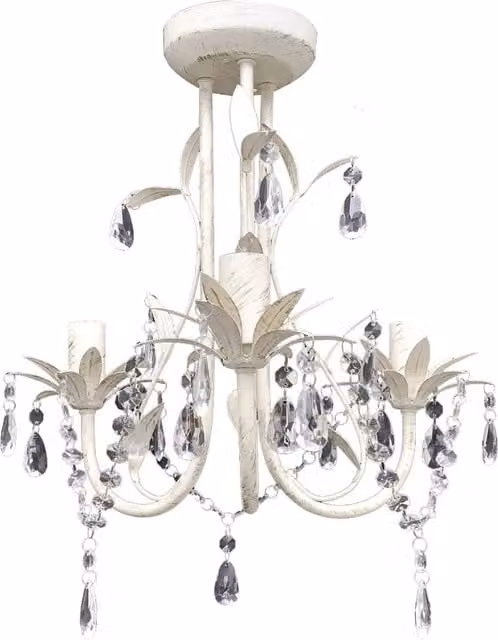Lampadario a sospensione vidaXL in metallo e plastica con pendenti in cristallo bianco per soggiorno e sala da pranzo