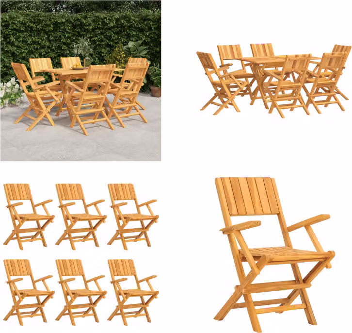 vidaXL Set da pranzo da giardino 7 pezzi in legno massiccio di teak - Set da pranzo da giardino - Set da pranzo - Set da pranzo da esterno