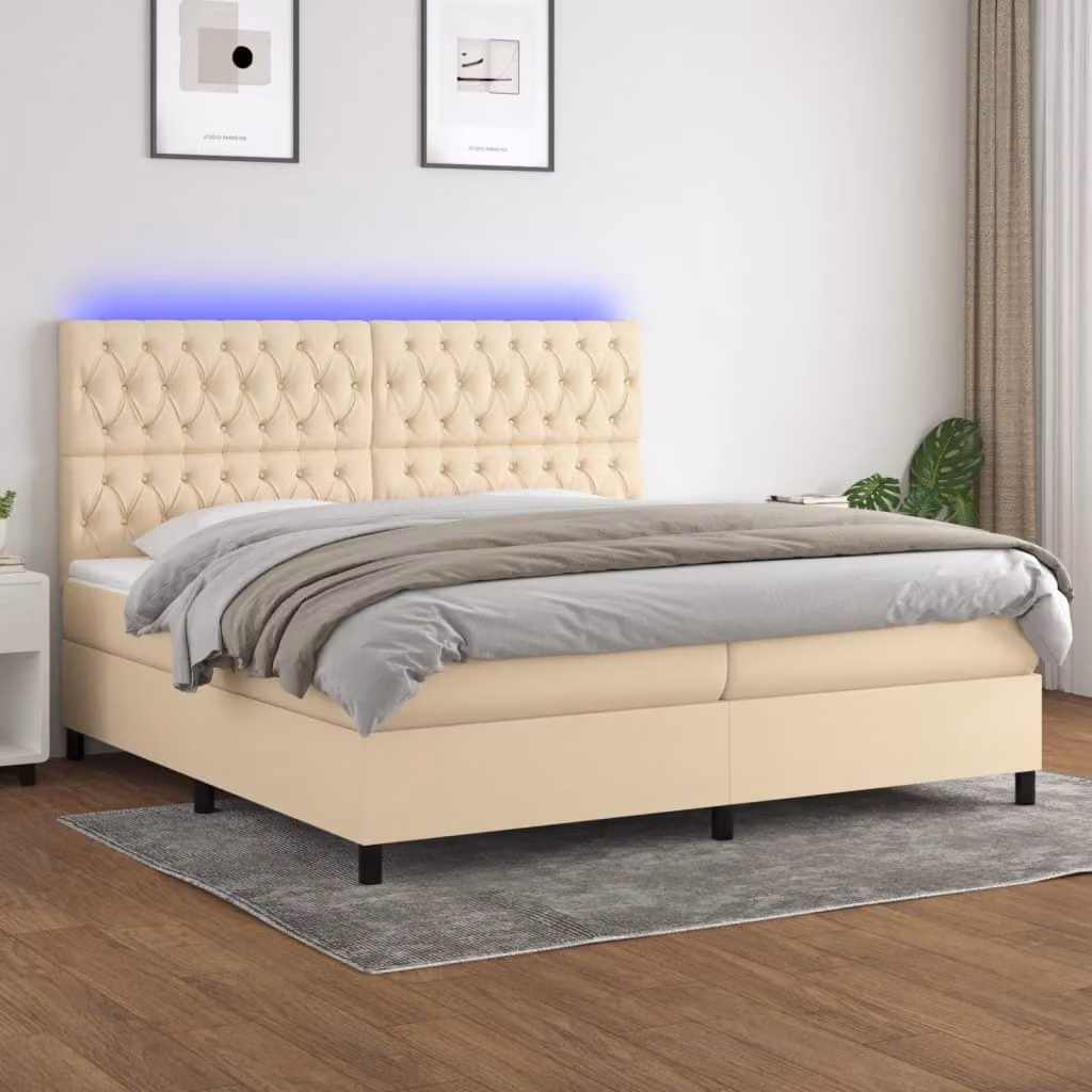 Maison Exclusive - Letto a Molle Materasso e LED bianco 200x200cm in Tessuto