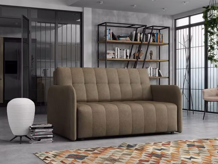 MIRJAN24 Divano letto Viva Grand III, divano imbottito a 3 posti con cuscini inclusi, con contenitore e funzione letto, divano elegante (colore: Paros 3)