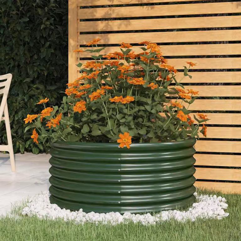 vidaXL Vaso da Giardino in Acciaio Zincato Verde L: 80 cm, P: 80 cm, H: 36 cm