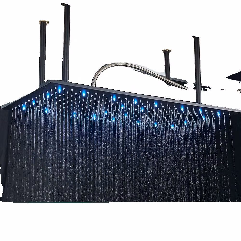 Soffione a pioggia a LED, montato a soffitto, controllo intelligente del flusso d'acqua, 40*80 cm