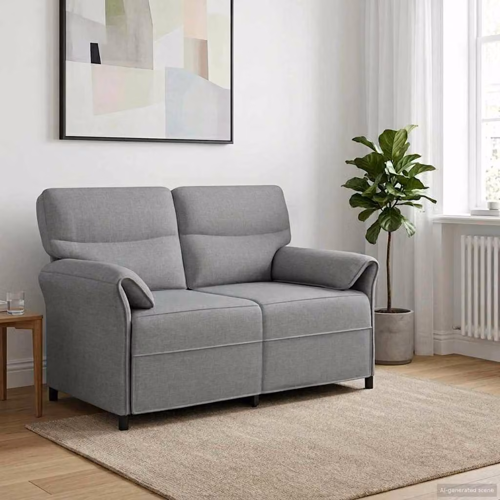 Divano moderno vidaXL in tessuto grigio con struttura in metallo e imbottitura in schiuma per soggiorno