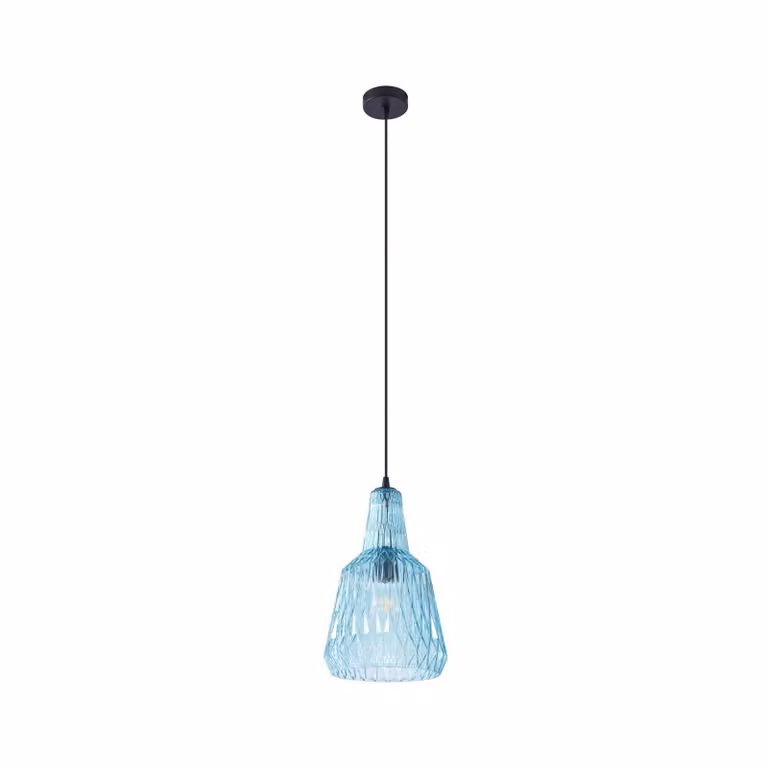 Lindby lampada a sospensione Belarion, blu, 1 luce, vetro, Ø 23 cm