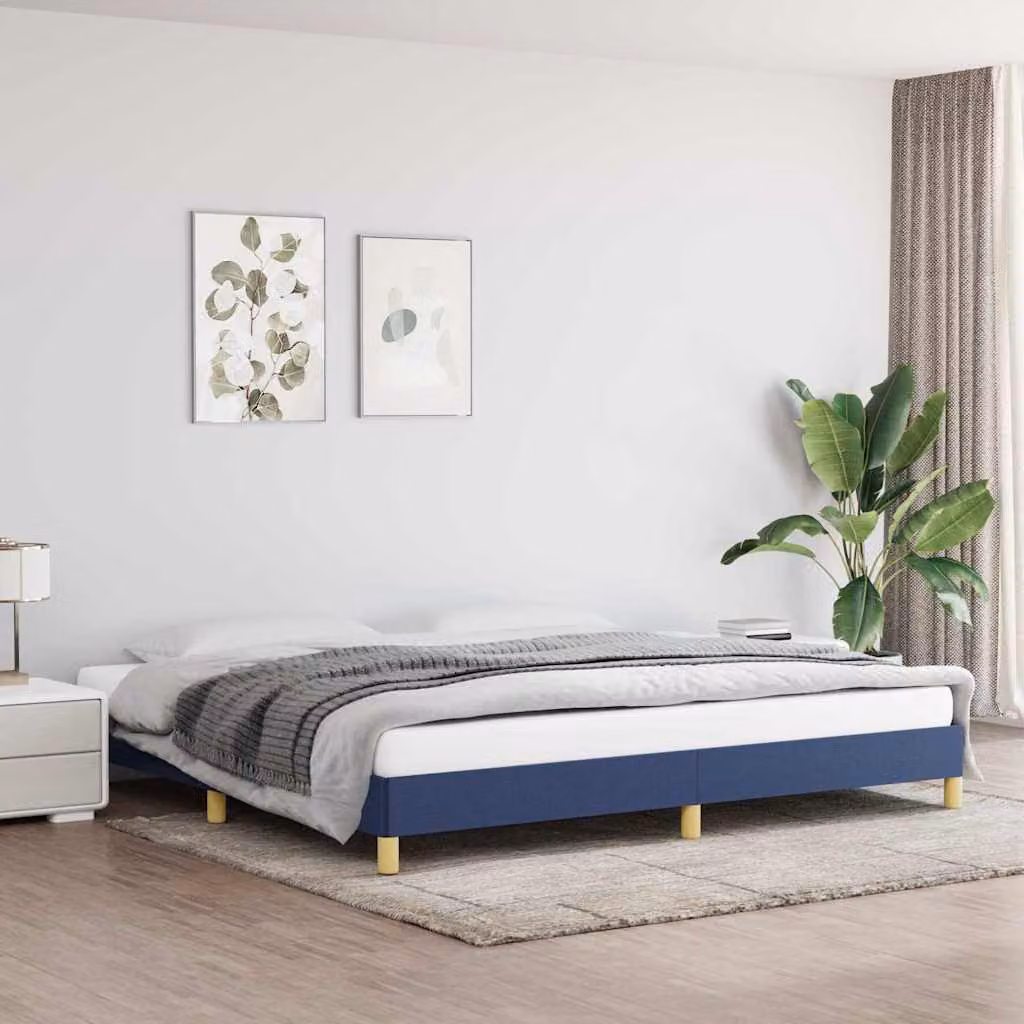 vidaXL Giroletto senza Materasso Blu in Tessuto 200x200 cm