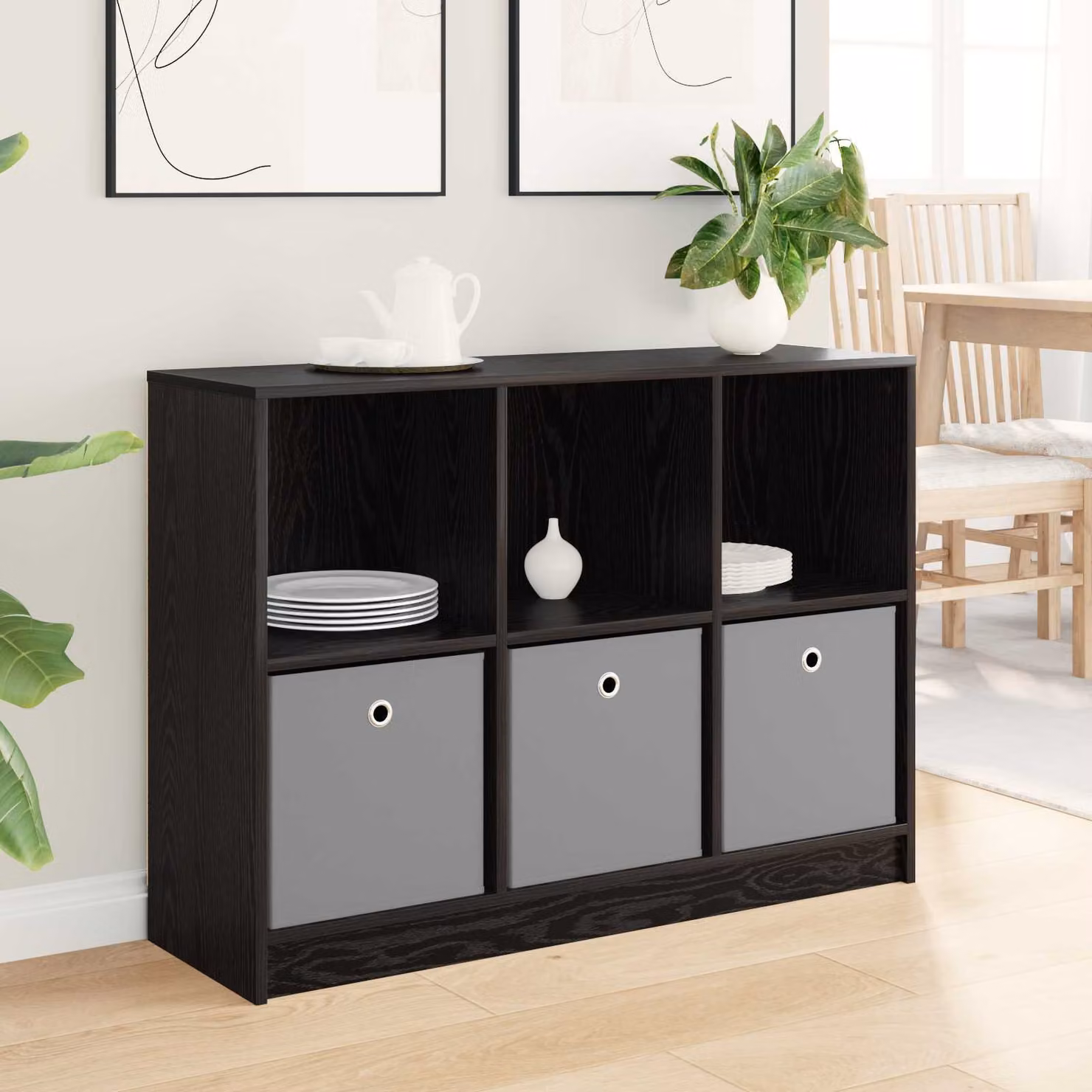 Credenza vidaXL in Rovere Nero con finitura opaca L: 102 cm, P: 32 cm, H: 73,5 cm