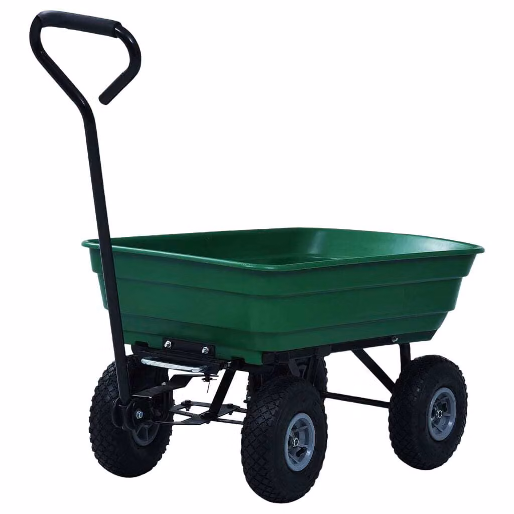 Carrello Manuale Ribaltabile da Giardino 300 kg 75 L Verde