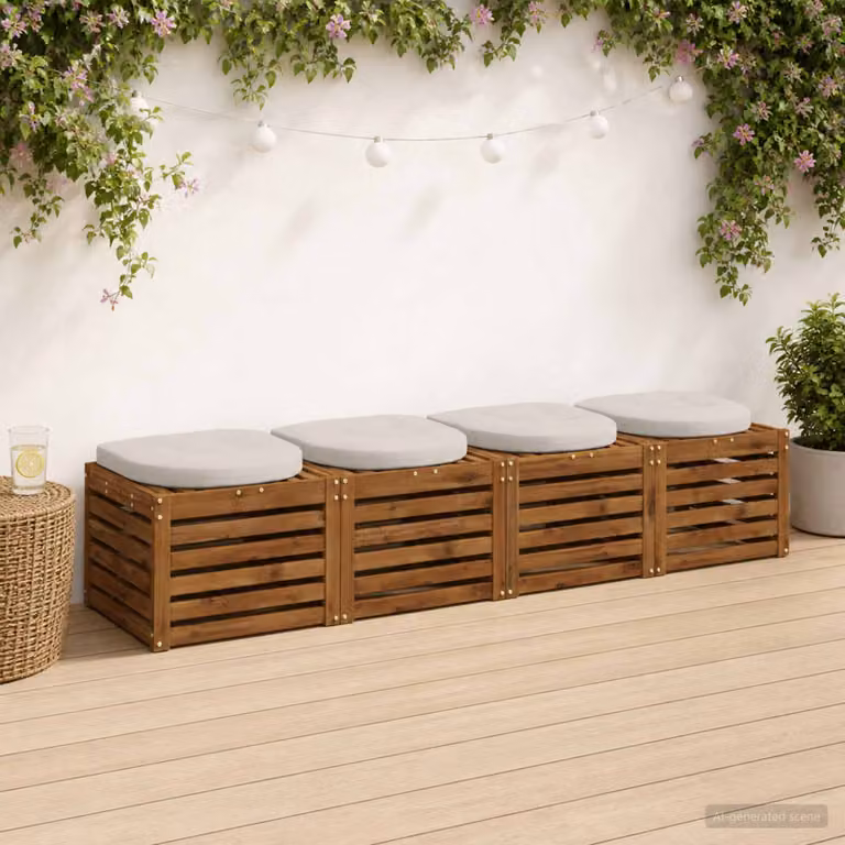 Set di 4 cuscini per sedia vidaXL in poliestere, modello moderno e quadrato, colore bianco