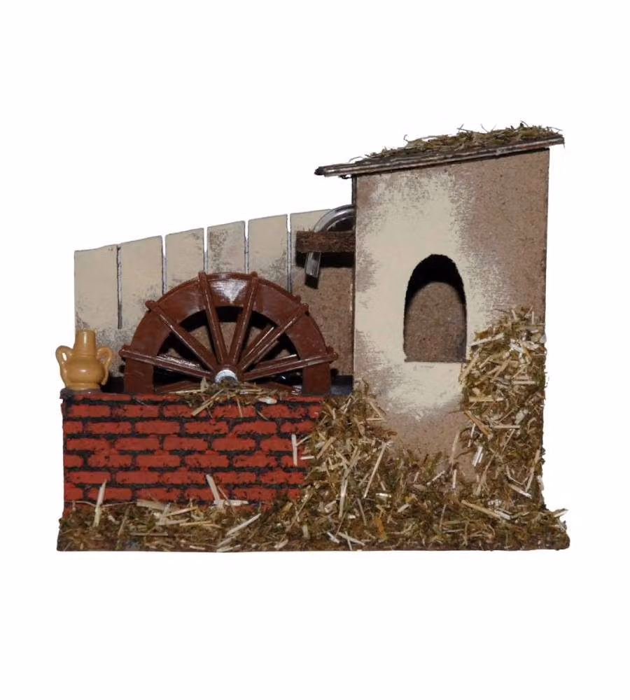 Mulino Funzionante - Decorazione Presepe - 26x13x22 cm